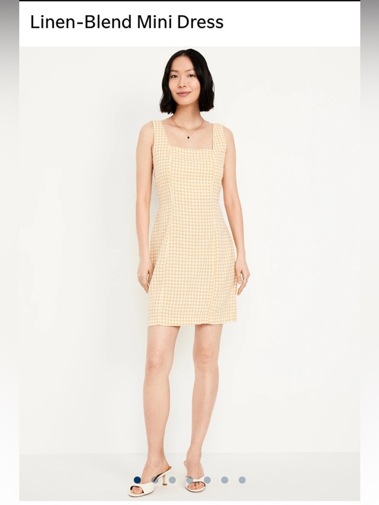Old Navy Dresses & Skirts - Old Navy Square Neck Linen Blend Yellow Gingham Sundress